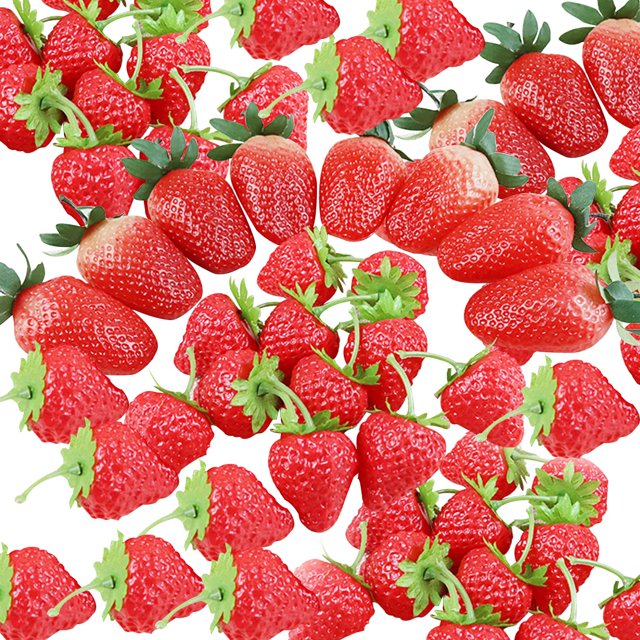 Coofit Artificial Fruit Decorative Mini 40PCS Plastic Fake Strawberry Photo Prop