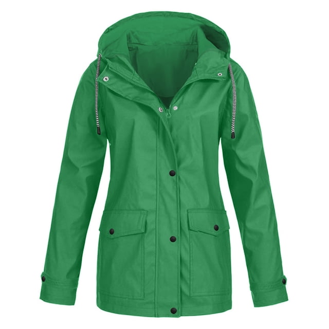 CEHVOM Manteau de Pluie Uni pour Femmes Extérieur Grande Taille Imperméable à Capuche Coupe-Vent Liquidation