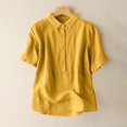 thumbnail image 2 of Sentmoon Linen Tops for Women Summer Collar Relaxed Oversized Tshirts for Women with Button Short Sleeve Club Outfits for Women Lightweight for Beach Yellow XL, 2 of 6