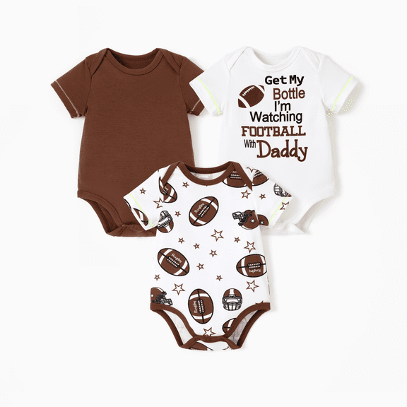 PatPat Baby Boy/Girl Playful Print 3pcs Rompers Set