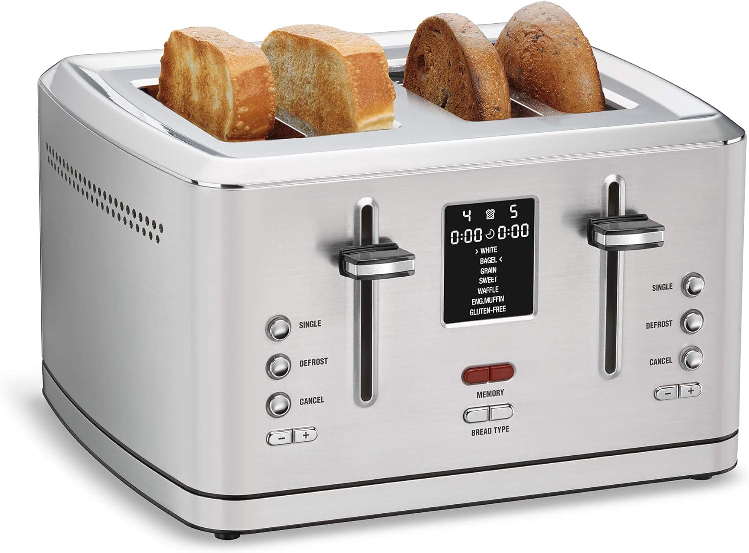 Cuisinart 4-Slice Digital Toaster with MemorySet, 7 Shade Levels, 7 Bread Presets – Stainless Steel