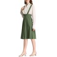 thumbnail image 4 of Unique Bargains Jupe Midi Plissée à Bretelles Rétro à Taille Élastique pour Femme Vert Armée G, 4 of 7