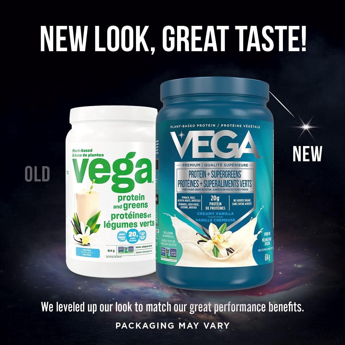 Vega Protéines + Superaliments verts CA – Vanille (526 g)