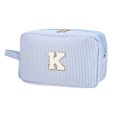 thumbnail image 1 of Unique Bargains Personalized Initial Make Up Bag Letter K Cosmetic Bag Travel Makeup Bag Organizer Makeup Box Blue, 1 of 7