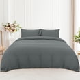 thumbnail image 4 of PiccoCasa 3 Pieces Microfiber Soft Breathable Duvet Cover Set Dark Gray Twin, 4 of 7