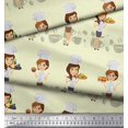 thumbnail image 2 of Soimoi Crepe Silk Fabric Cook Girl Print Fabric by Yard 42 Inch Wide, 2 of 3