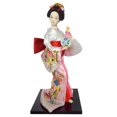 thumbnail image 3 of 12" Japanese Geisha Collectible Figurine Lady Statuette for Home Table Shelf White and Pink, 3 of 8