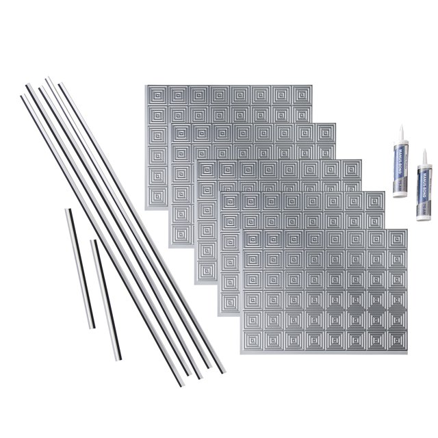 Fasade Decorative Vinyl Backsplash Kit, Argent Silver