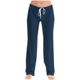thumbnail image 1 of ohmzyzo Womens Summer Fashion Solid Casual Elastic Waist Drawstring Long Pants, 1 of 5