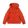 thumbnail image 1 of WRKEKC Men's Heavy-Duty Waterproof Workwear Raincoat Hooded Jacket with Multiple Utility Pockets for All-Weather Outdoor Construction and High-Visibility Work Commute Red XL, 1 of 7