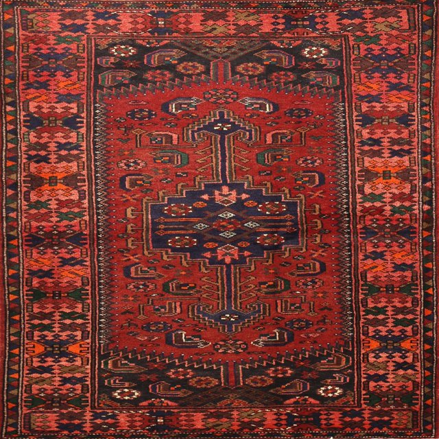 Ahgly Tapis d'Intérieur Lavable en Machine Carré Traditionnel Marron Sienne Foncé, 7 Pieds Carré