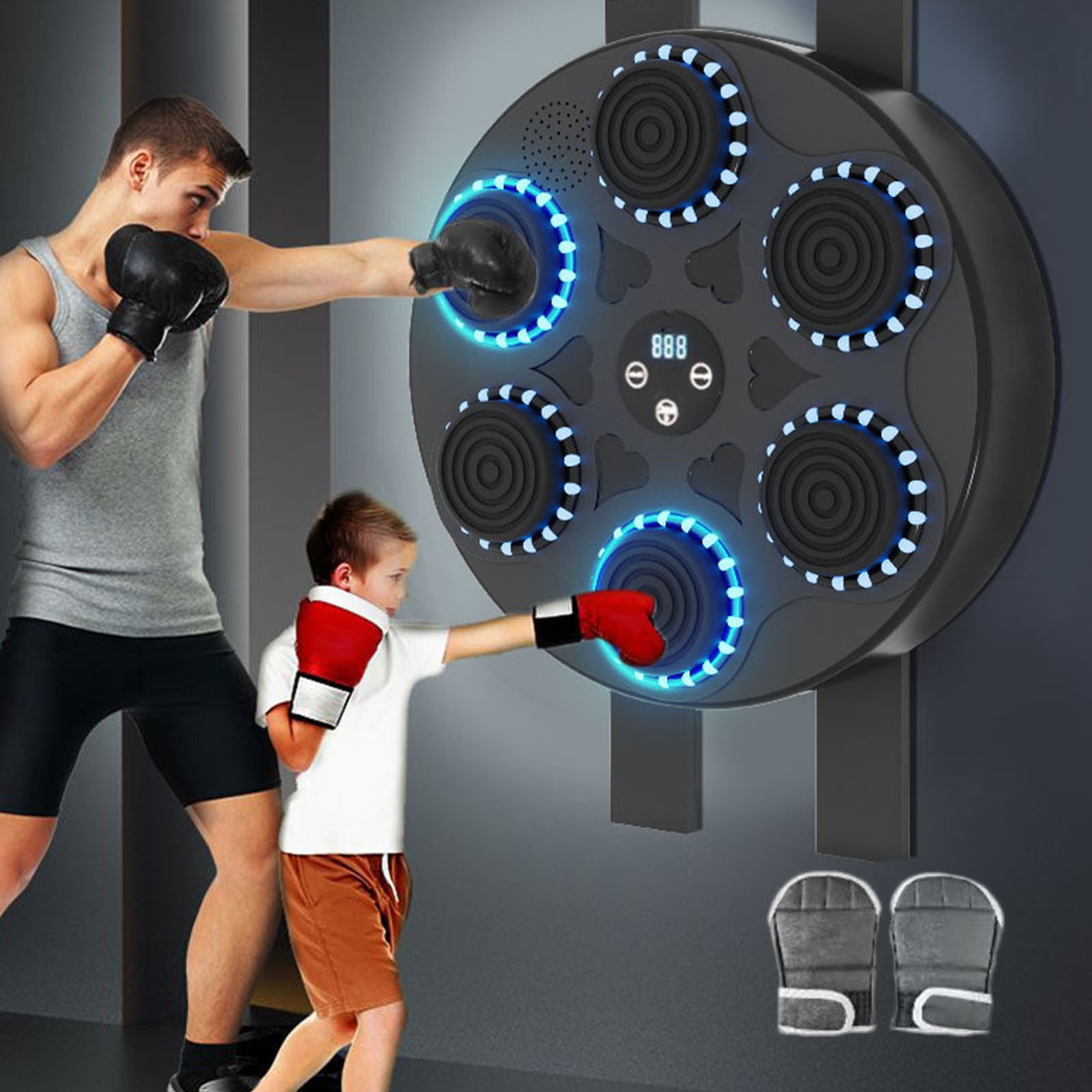 punching bag boxing trainer machine with lights Dvkptbk Music Boxing Machine with Boxing Gloves Bluetooth Smart Boxing Kids  Adult Wall Mounted Boxing Machine Home Office Gym Boxing Workout Equipment 