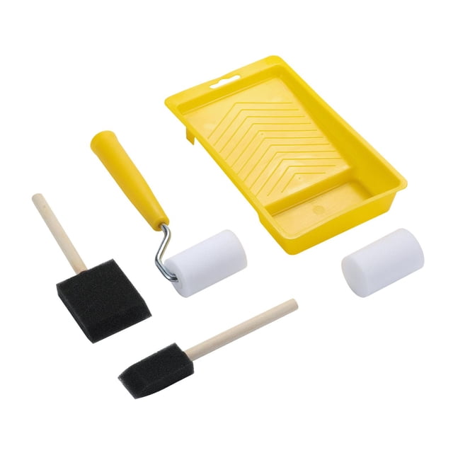 jifeng Mini Paint Rollers Compact Paint Roller with Tray for Door Cabinet Paintwork Yellow