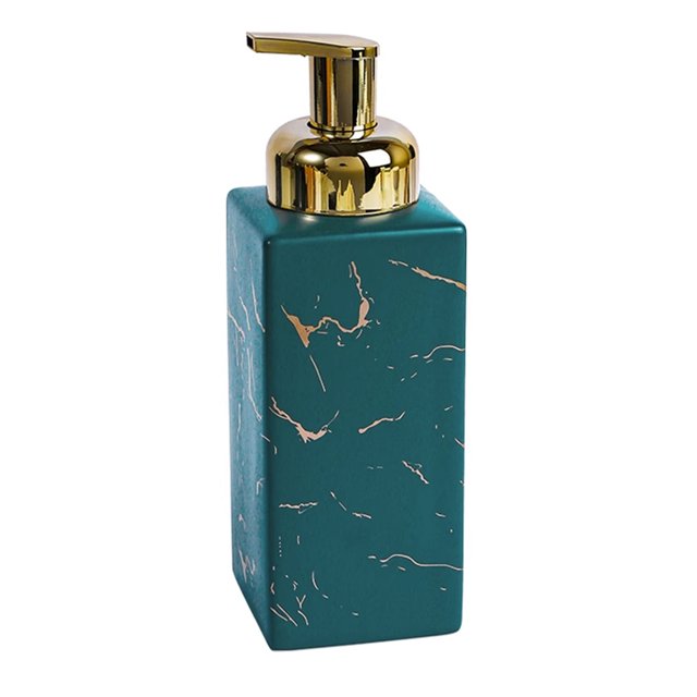 Qeeadeea Marble Ceramic Foaming Soap Dispenser, Cubic Foam Soap Dispenser With Gold Pump, Hand Foaming Dispenser, For Barthroom Kitchen-dark green-Foam Bottle