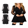thumbnail image 4 of Robe Brillante en Mousseline Midi pour Femmes à Manches en Maille, Col en V, Paillettes, Taille Haute, Ligne A, Robe de Soirée de Fête, Manches en Fil, TTTG, 4 of 5