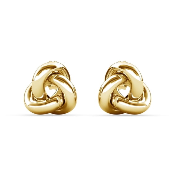 Cate & Chloe Ashley Boucles d'Oreilles Clous Nœud Plaqué Or Jaune 18k, Cadeau pour Femmes
