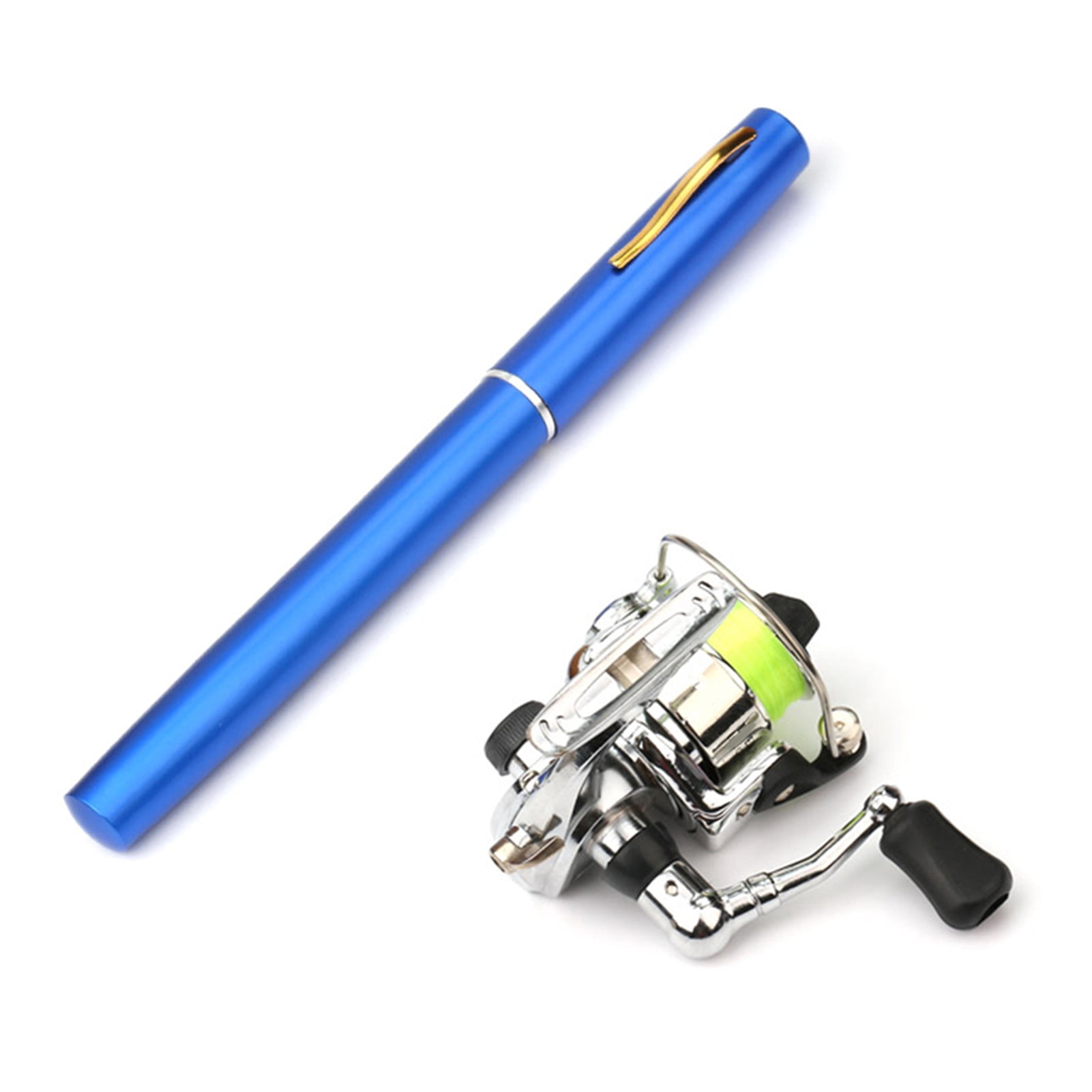 Yeacher Pocket Collapsible Fishing Rod Reel Combo Mini Pen Fishing Pole Kit Telescopic Fishing Rod Spinning Reel Combo Kit