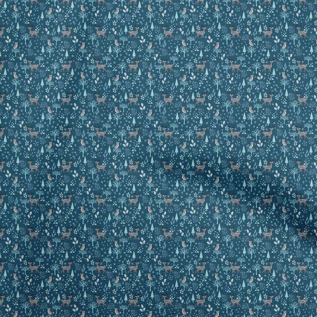 oneOone Polyester Spandex Teal Blue Fabric Animal Craft Projects Decor Fabric Printed By The Yard 56 Inch Wide