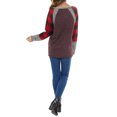 thumbnail image 5 of Women Plaid Stripe Print Colorblock Crew Neck Long Sleeve Pullover Shirt, 5 of 5