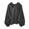 thumbnail image 3 of Yuyuzo Oversized Sweatshirt for Women V Neck Hoodies Long Sleeve Shirts Fall Casual Dropped Shoulder Fashion Outfits Size GrayXXL, 3 of 4