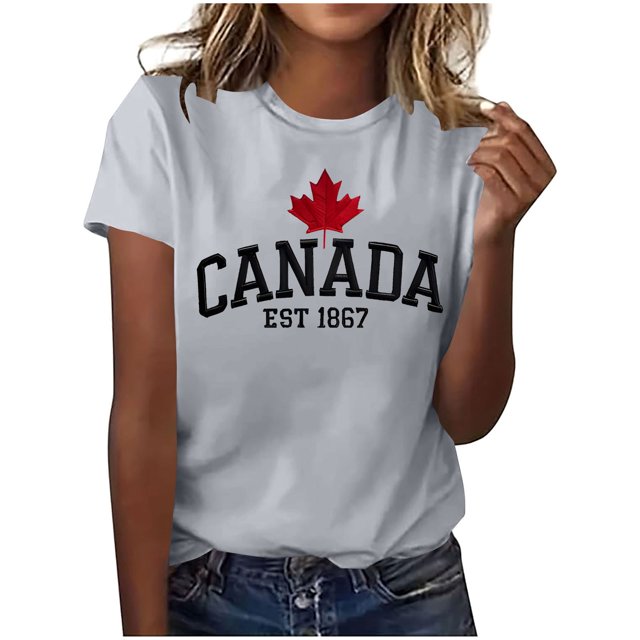 Pisexur T-shirt Décontracté à Manches Courtes et Col Rond pour Femme, Haut Imprimé, Hauts pour Femmes, Hauts de Sortie pour Femmes, Hauts d'Été pour Femmes Gris, TG