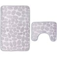 thumbnail image 1 of Set of 2 Anti Slip Bath Mat and Pedestal Rug for Bathroom Machine Washable (50 * 80 + 40 * 50cm) - Gray, 1 of 5