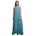 thumbnail image 1 of Bimba Robe de Nuit Longue à Bretelles Spaghetti pour Femmes, Bleu Turquoise, Papillons, Pois et Imprimée, Robe Maxi de Sommeil, X-Small, 1 of 1