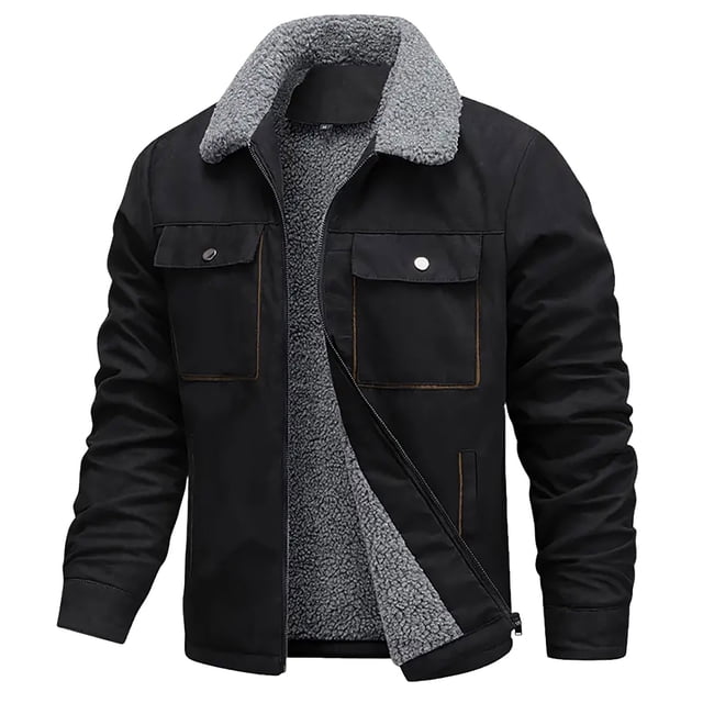 Dvprdro Fall Winter Jackets Men's Solid Color Long Sleeved Lapel Suede ...