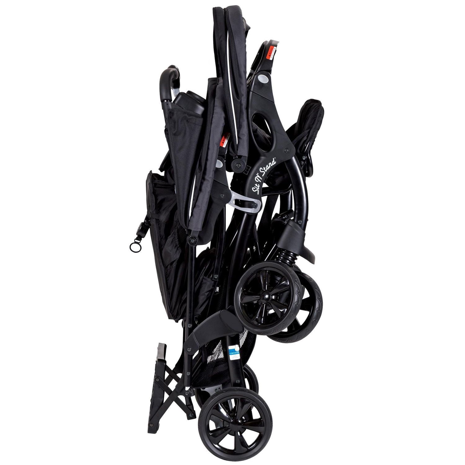 Baby Trend Sit N' Stand® Poussette Double - Onyx; Compatible avec la plupart des sièges d’auto pour bébé des grandes marques (vendus séparément) ; Sièges avant et arrière recommandés pour les enfants