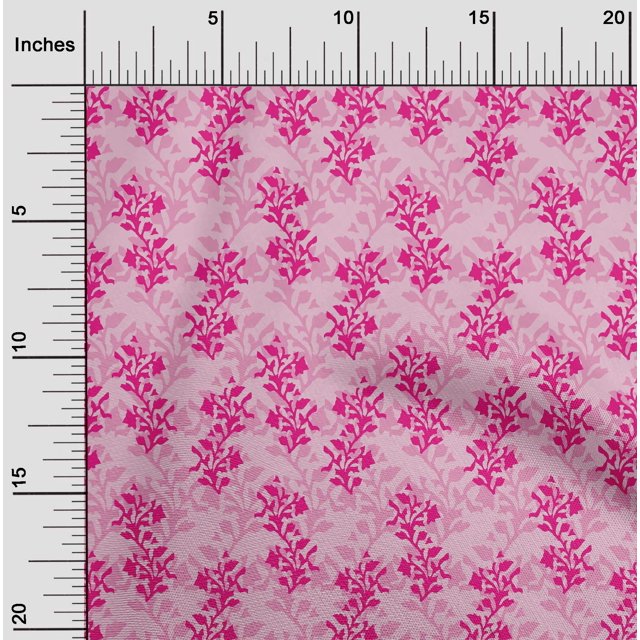 oneOone Cotton Poplin Fabric Leaves & Floral Block Printed Craft Fabric BTY 56 Inch Wide