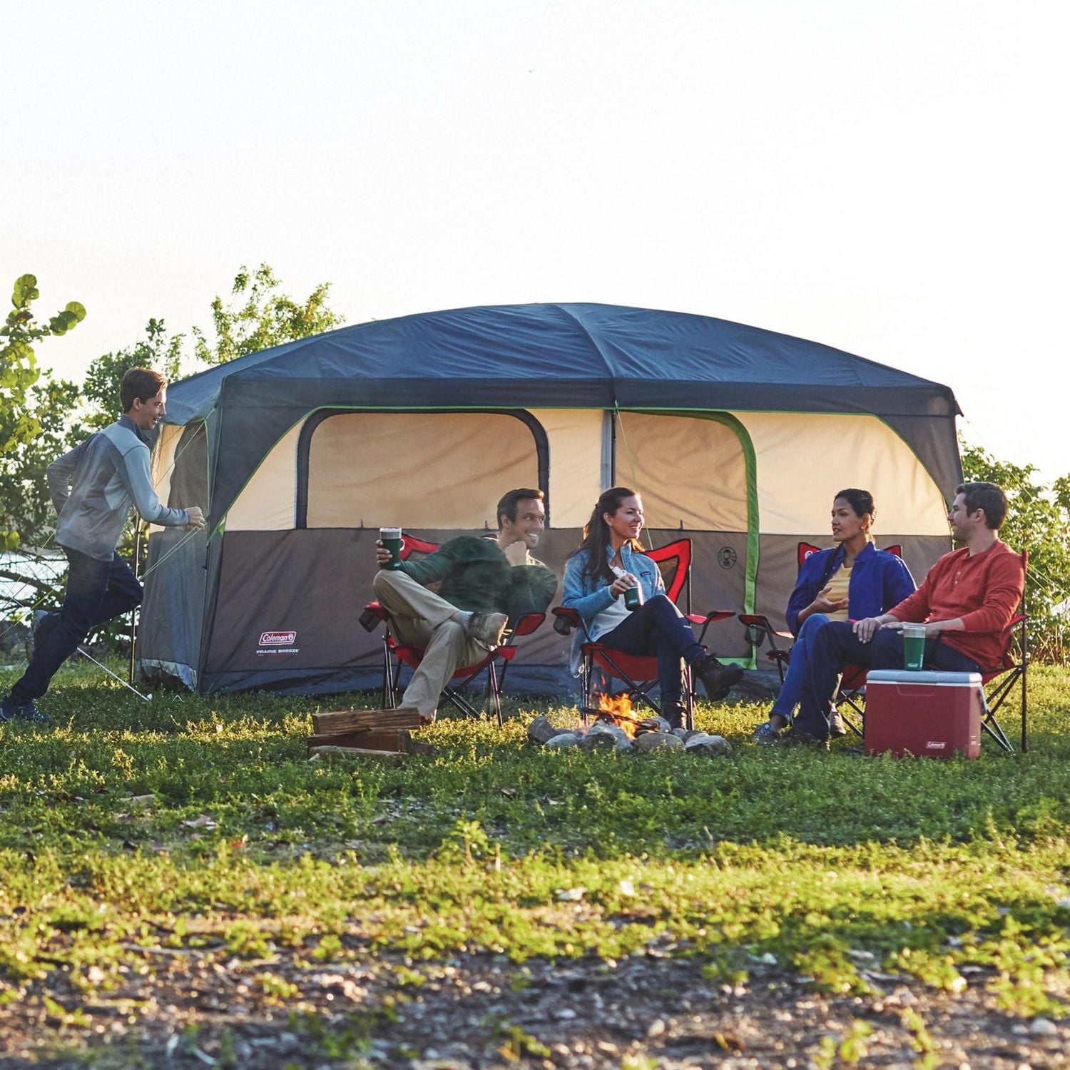 Coleman 9-Person Prairie Breeze Lighted Cabin Camping Tent