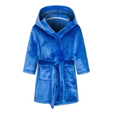Dvkptbk Kids Fleece Hooded Bathrobes, Warm Graphic Soft Fuzzy Bath Robe for Kids Soft Robe Sleepwear with Belt 7-8 Years