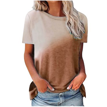 FAIWAD Tunique à Manches Courtes pour Femmes Col Rond Dégradé Basique T-Shirts Amples Blouse Légère Décontractée