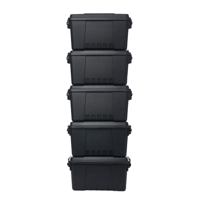 Plano 5 Pack Small Sportsman's Trunk for Outdoor Gear & Tools with Wheels, Black