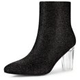 thumbnail image 1 of Unique Bargains Bottines à Paillettes à Talon Bloc Transparent pour Femmes, 1 of 6