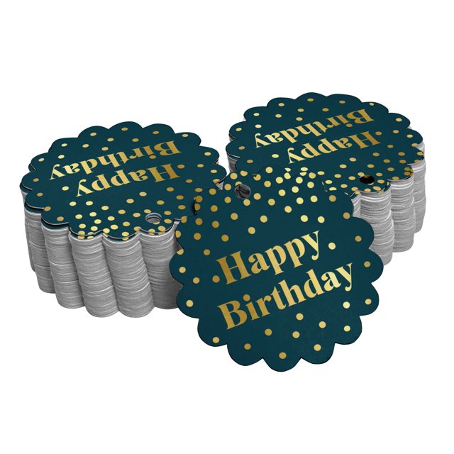 Inkdotpot 100 Pack Real Gold Foil Paper Tags Happy Birthday Favor Hang Tags