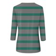 thumbnail image 5 of Annhoo Hauts d'Automne pour Femmes 2025 Mode Manches 3/4 Col Ras du Cou Chandails à Enfiler Chemises Décontractées Confort Blouses à Rayures Imprimées, 5 of 5
