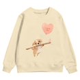 thumbnail image 4 of PMVFHDE Chandails à Col Rond Fille Automne et Hiver Saint-Valentin à la Mode et Intéressant Imprimé Chiot Chandail à Capuchon pour Enfants Beige, 5-6 Ans, 4 of 4
