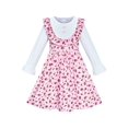 thumbnail image 1 of Robe Fille Rose Fleur Manches Longues Coton Robe Décontractée 6 Ans, 1 of 6