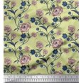 thumbnail image 1 of Soimoi Tissu Poly Georgette Feuilles & Roses Décor Floral Tissu Imprimé au Mètre 42 Pouces de Large, 1 of 3