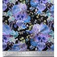 thumbnail image 1 of Soimoi Blue Rayon Fabric Insect,Skull & Flower Print Fabric by Yard 42 Inch Wide, 1 of 3