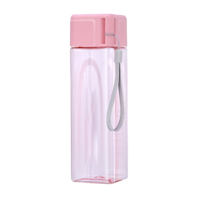 O-055 Pink Plastic Water Cup 500Ml Square Minimalist Transparent Daily Hydration