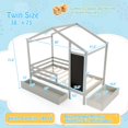 thumbnail image 3 of Costway Lit Cabane Simple avec 2 Tiroirs de Rangement Lit Plateforme en Bois Massif avec Tableau Noir Gris, 3 of 10