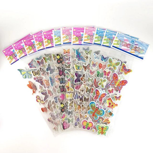 12 Sheets/Set Dinosaur Series Cartoon Stickers For Child Notebook Skateboard DIY Waterproof Cute Sticker Toy Boys Gift Butterfly 1