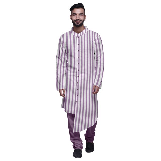 Atasi Printed Kurta Pajama For Men Asymmetric Style Casual Summer Clothing