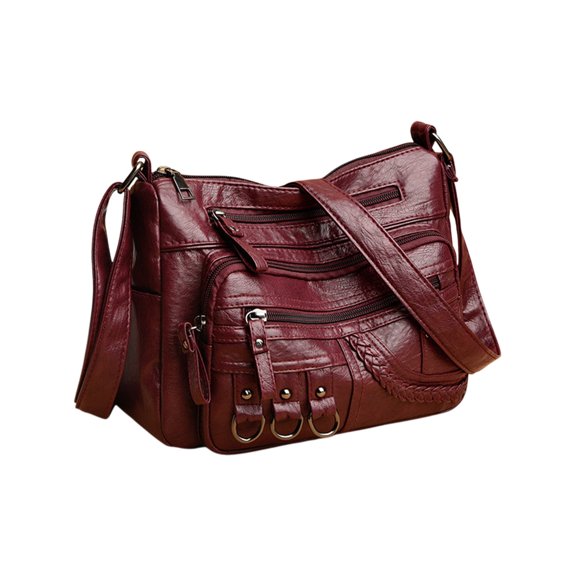 Sacs à Main pour Femmes Sac à Bandoulière en Cuir Souple Lavé pour Femmes à Multiples Fermetures Éclair Spacieux Grande Capacité Sac à Main, Nécessaire pour un Usage Quotidien, Voyage, Travail et Magasinage Sacs de Voyage pour Femmes