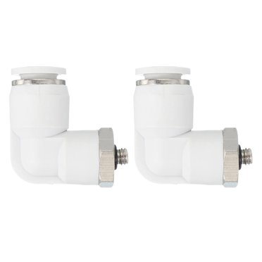 M5 Push to Fitting, 2 Pack 8mm Pneumatic Air Quick Connector Male Thread 90 Degree 4mm Tubing Elbow Air Tube Fitting Pneumatic Quick Adapter, White