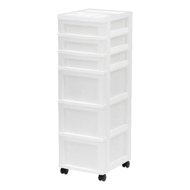 IRIS 6 Drawer Plastic Storage Cart with Organizer Top Clear/White