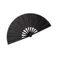 thumbnail image 2 of Btomtd 33cm Golden Glitter Solid Color Fan Martial Arts And Dance Props, Black, 2 of 3