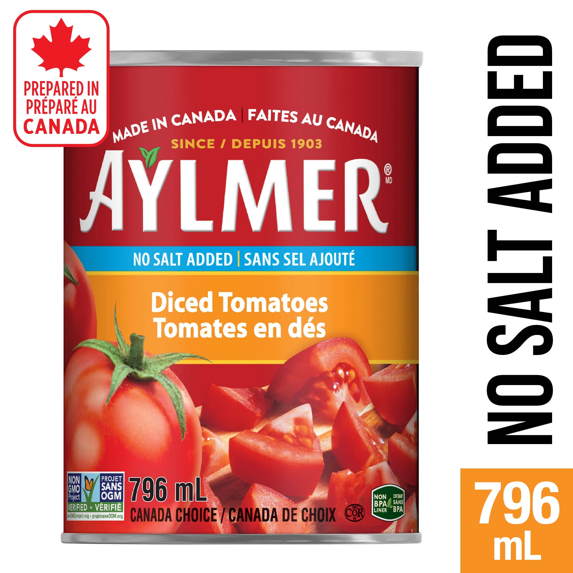 トイガン TOMATO Aylmer Tomatoes Diced, No Salt Added - Walmart.ca